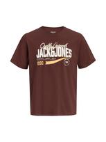 JACK & JONES Marškinėliai šokolado spalva / kario spalva / balta