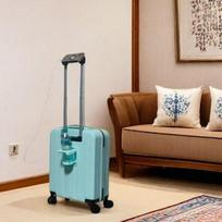 20x40x55 Multifunctional Carry-on Suitcase for Men and Women, Business Trolley Bag, Ideal for Travel. With Cup Holder and Stylish Texture beige