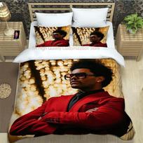 Singer The Weeknd Printed Bedding Sets Exquisite Bed Supplies Set Duvet Cover Bed Comforter Set Bedding Set Luxury Birthday Gift EU single(135x200cm) white