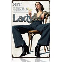 Drąsus feministinis šaunus moterų skardinis ženklas Retro metalinė sienos dekoracija 8  x 12  Vintage  Sėdėk kaip dama  sienos meno plakatas namams, kavinėms 20x30cm（7.8x11.8inch） black