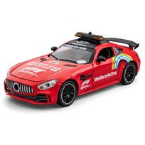1/24 BENZ F1 Cool Sports Car Alloy Model Toys, Cool Lighting and Sound Effects, Strong Recovery, Four-wheel Shock Absorption raudona