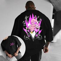 DB Buu Dragon Ball Demon Man Buo Anime Peripheral Design Sense Printed Heavy Cotton Tshirt Short Sleeve Mens Top Trendy 4XL black