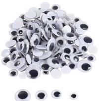 Self-Adhesive Black & White Wiggle Eye Stickers for DIY Crafts gray