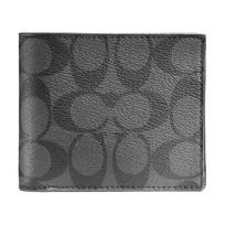 Coach 3 viename piniginė su reljefiniu spaudiniu, trumpo sulankstomo dizaino ir nuimama vyriška piniginė, juoda 74993-CQBK Basic Set (Bag+Dust Bag) black