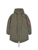 ALPHA INDUSTRIES Demisezoninė striukė rusvai žalia / raudona / balta