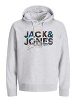JACK & JONES Megztinis be užsegimo 'JJGeplas' tamsiai mėlyna / tamsiai pilka / omarų spalva / margai balta