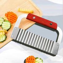 Crinkle Cutter For Veggies Stainless Steel Wavy Fry Cutter Wooden Handle Kitchen Slicer French Chopping Cutting Tool For spain orange