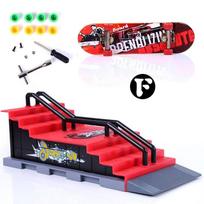 6-In-1 Finger Skateboards Diy Skate Park Ramp Parts For Tech Deck Scene Venue Combination Set For Children Indoor Home Toy red