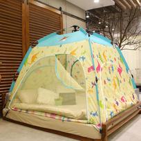 Warm Windproof Bed Tent for Indoor Use - Winter Protection for Adults & Kids, Available in Single & Double Sizes beige