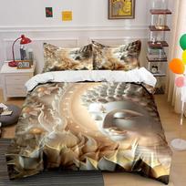 Buddha, lotus flowers, halo. Bedding sets Duvet cover sets Duvet covers Pillowcases(1 * Duvet Cover 2 * Pillowcases without duvet insert) 135x200cm white