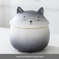 Shiba Inu Ceramic Figurine Pottery Jar - Cute Puppy Tea Caddy, Moisture-Proof Storage & Incense Powder Container. gray