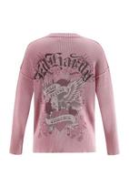 Ed Hardy Megztinis 'Brave Heart Adler' pilka / violetinė-mėlyna / rožių spalva