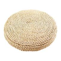 Handcrafted Straw Sitting Cushion Japanese Style Handwoven Padded Cushion Rustic Round Seat Cushion for Tatami Meditation Zen Yoga Practice Size#40cm smėlis
