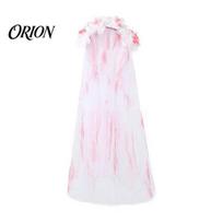 Horror Costume Headband Rose Headband, Blood-Stained Veil Halloween Zombie Bride Headpiece, One-Piece Design Accessory Breathable Mesh Hair A white