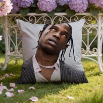 Rapper T-Travis Scott Cushion Cover Home & Car Dual-Scene Pillow Cover: Reversible For Premium Comfort Peach skin 18*18(CM)-1Pcs gray