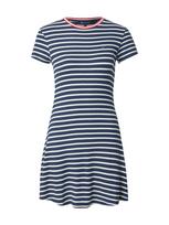 Tommy Jeans Vasarinė suknelė 'Fit And Flare Mini' tamsiai mėlyna / raudona / balta