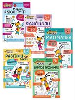 Serijos „Šuniukas Mokas“ 5 knygelių rinkinys: Mokausi skaityti (1) + Matematika + Skaičiuoju + Gamtos pažinimas + Pasitikiu savimi - Živilė Labutė, Eglė Saikauskienė