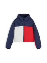 Tommy Jeans Žieminė striukė tamsiai mėlyna / raudona / balta