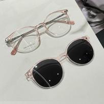 Trendy Magnet Clip On Prescription Myopia glasses Polarized Sunglasses Women Round Flip Glasses Driving UV Protection Eyeglasses Presbyopia 400 gray