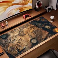 XXL Vintage Steampunk Compass Design Mouse Pad Large Gaming Office Desk Mat Non-Slip Stitched Edges for Gamers and Home Office 30cmx60cm(11.8x23.6inch) brown
