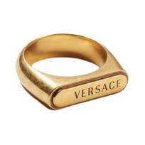 Versace Logo Tag Engraved Design Brass Ring Women's Gold 62566538 1026146-1A00620_3J280-gold 17 auksas