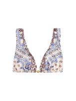 Next Bikinio viršutinė dalis kremo / sodri mėlyna („karališka“) / ruda / juoda