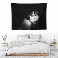 Billie Eilish Tapestry, Music Album Poster Portrait with Pink Accents for Fans Room Wall Decor 100X70CM white