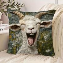 1pc Funny Goat Pillow Cover Decorative Throw Cushion Case for Couch Home Decor Gift 30X30CM gray