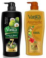 DABUR Vatika Ajurvedinis šampūnas, 640ml : Dus Poshan galia 10 plaukų problemoms & Dabur Vatika ilgesniems ir juodesniems plaukams šampūnas, su amlos ir gėrybėmis black