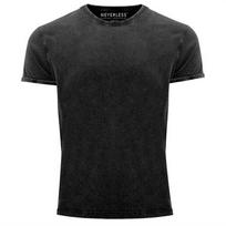 Šauni madinga vyriška marškinėlių bazė, vintage stiliaus, be spaudinio, su nusidėvėjimo efektu- XXXL black