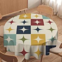 Viduramžio Modernus Apvalus Staltiesė 1950-ųjų Retro Stilingas Abstraktaus Hippie Vintažinio Atomo Kosmoso Vandeniui Atsparus Dangalas Šventei 50inch(127cm) beige