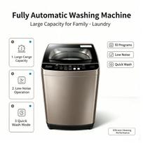 Hachima 12 kg visiškai automatinė skalbimo mašina su anglišku skydeliu 12kg black