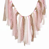 European & American Wedding Burlap Lace String Flags for Festivals: Christmas, Halloween, Parties. 1 white