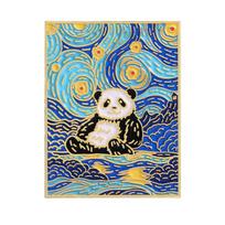 The Scream Abstract Oil Painting Enamel Pin Van Gogh Starry Sky Cute Panda Brooches Lapel Badge Funny Jewelry Gift For Friends beige