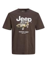 JACK & JONES Marškinėliai ruda / geltona / balta