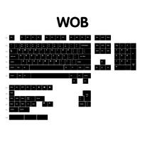 WOB PBT Wear-Resistant Keycaps - Five-Sided Thermal Sublimation, Cross Stem Compatible black