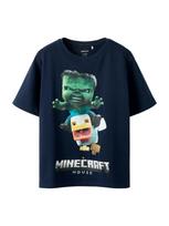 NAME IT Marškinėliai 'NKMNIF MINECRAFT' tamsiai mėlyna jūros spalva / neoninė mėlyna / žalia / balta