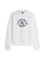 Tommy Jeans Megztinis be užsegimo 'Crest Logo' nakties mėlyna / balta