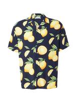 JACK & JONES Marškiniai 'JJLEMON' tamsiai mėlyna / žaliosios citrinos spalva / žalia