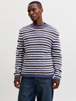 JACK & JONES Megztinis 'JORSALAMANCO' safyro / šokolado spalva / balta