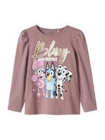 NAME IT Marškinėliai 'NMFAria Bluey' tamsiai mėlyna / auksas / rausvai violetinė spalva / rožių spalva