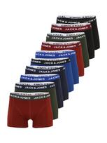 JACK & JONES Boxer trumpikės 'Jacsolid' tamsiai mėlyna jūros spalva / gencijono spalva / alyvuogių spalva / tamsiai raudona / juoda