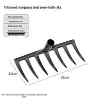 Four-Tooth Steel Fork: Land Reclamation & Soil Loosening Tool with All-Steel Fork Head and Wooden Handle gray