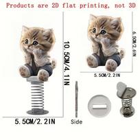 Dashboard Decor Shake Head Cat Car Dashboard Bobble Decoration Dancing Toys 2D Acrylic Decorative Interior Accessories for Car gray