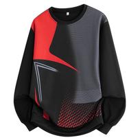 Men's Abstract Geometric Gradient Print Crew Neck Sweatshirt - Casual Loose Fit Long Sleeve Graphic Pullover M raudona
