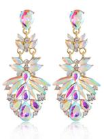 Luxury Color Diamond Water Drop Rhinestone Flower Earrings Trendy Party Super Sparkling Earrings Length 8.9, width 3.5, weight 15.5