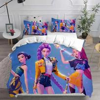 KPop D-Demon Hunters Bedding Set EU Single Comforter Quilt Duvet Cover Pillowcase Halloween 3PCS EU Twin(135x200cm) white