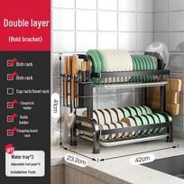 Handun 2-Tier Carbon Steel Kitchen Dish Drying Rack black
