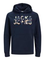 JACK & JONES Megztinis be užsegimo 'JJEJeff' tamsiai mėlyna / žalia / abrikosų spalva / balta