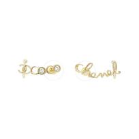 CHANEL Stud 22P coco iconic letters earrings women's gold auksas